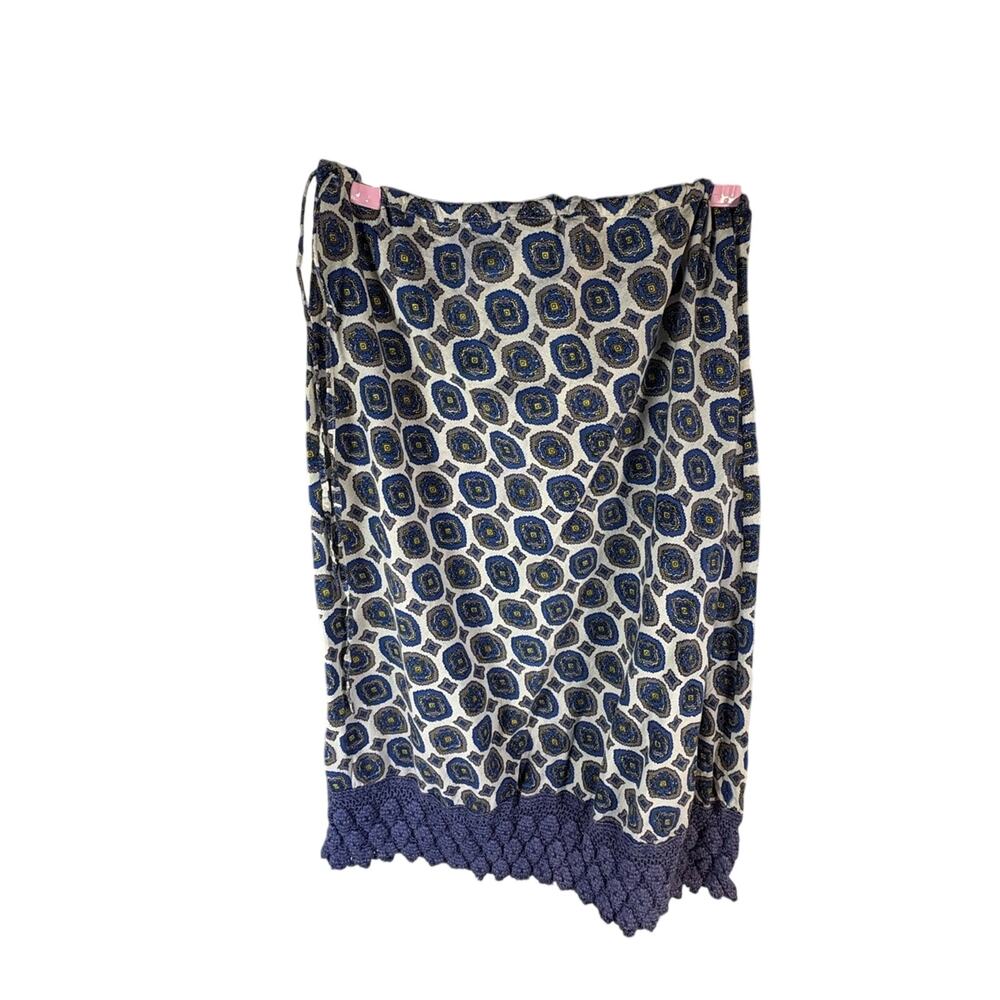 Funky People Navy, White & Yellow Geometric Midi Skirt